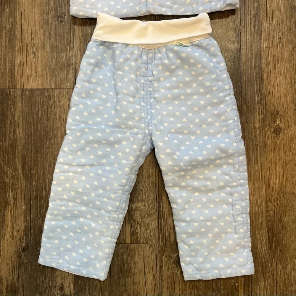 Kids Heart Shape White Blue Padded Matching Set Jacket/Pants Size 18-24 Months